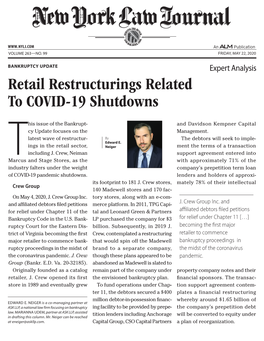 May 22, 2020, Retail Restructurings Related to COVID-19 Shutdowns