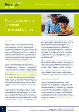 Factsheet: Tourette Syndrome in School – a Parent's Guide