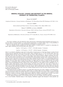 Chance and Necessity in the Mineral Diversity of Terrestrial Planets