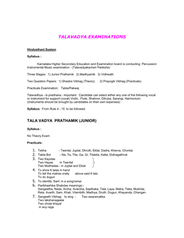 Talavadya Examinations