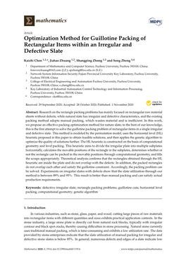 Optimization Method for Guillotine Packing of Rectangular Items Within an Irregular and Defective Slate