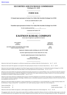 EASTMAN KODAK COMPANY (Exact Name of Registrant As Specified in Its Charter)