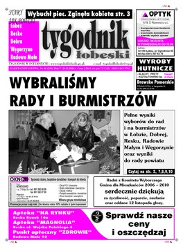 WYBRALIŒMY RADY I BURMISTRZÓW Pe³ne Wyniki Wyborów Do Rad I Na Burmistrzów W £Obzie, Dobrej, Resku, Radowie Ma³ym I Wêgorzynie Oraz Wyniki Do Rady Powiatu