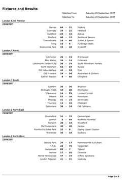 Fixtures and Results