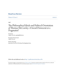 The Philosophical Ideals and Political Orientation of Thomas Mccawley: a Social Democrat Or a Pragmatist?