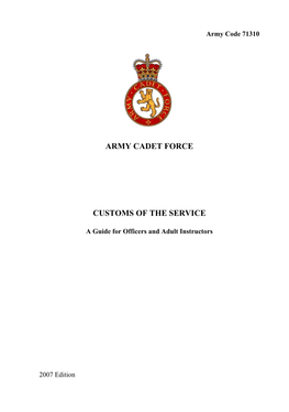 Army Cadet Force Customs of the Service