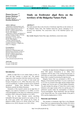 Study on Freshwater Algal Flora on the Territory of the Bulgarka Nature Park