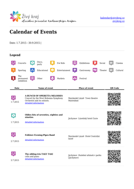 Calendar of Events