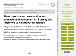 Plant Colonization, Succession and Ecosystem Development