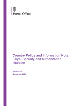 Libya Security and Humanitarian Situation