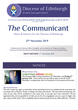The Communicant News & Notices for the Diocese of Edinburgh