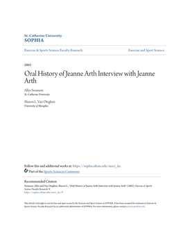 Oral History of Jeanne Arth Interview with Jeanne Arth Allys Swanson St