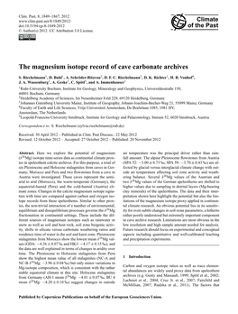 The Magnesium Isotope Record of Cave Carbonate Archives