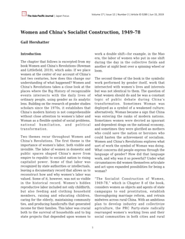 Women and China's Socialist Construction, 1949–78