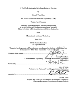 A Tool for Evaluating the Early-Stage Design of Corvettes