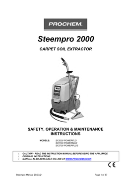 Steempro 2000 CARPET SOIL EXTRACTOR