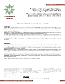 A Reassessment of Mappia (Icacinaceae) Taxonomy Using Environmental Data Una Reevaluación De La Taxonomía De Mappia (Icacinaceae) Utilizando Datos Ambientales