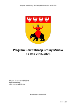 Program Rewitalizacji Gminy Mniów Na Lata 2016-2023