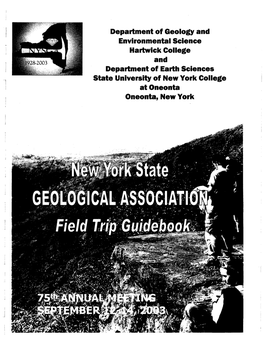 Department of Geology and Environmental Science Hartwick College and Department of Earth Sciences State University of New York College at Oneonta Oneonta, New York
