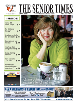 Marianne Ackerman: Pick-Up & Delivery Info@Atlastaxi.Qc.Ca Your Guide to the Montreal Scene P