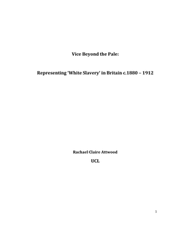 Representing 'White Slavery' in Britain C.1880 – 1912