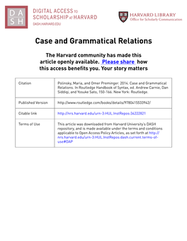 Case and Grammatical Relations