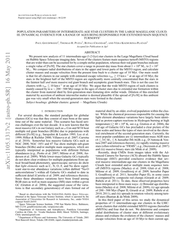 Arxiv:1105.1317V2 [Astro-Ph.SR] 16 May 2011 U Hlegsoe H Atdcd.I Snwkonta the That Known As Seri- Such Now Galaxy Faced Is Our Has It in Gcs Scenario Decade