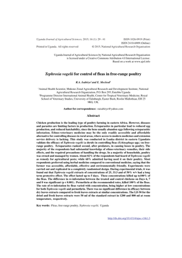 Tephrosia Vogelii for Control of Fleas in Free-Range Poultry