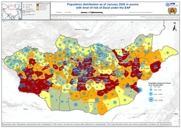 Population Distribution As of January 2020 in Soums with Level of Risk Of