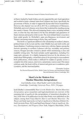 Shari'a in the Modern Era: Muslim Minorities Jurisprudence