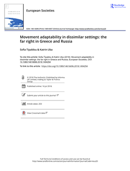 Movement Adaptability in Dissimilar Settings: the Far Right in Greece and Russia
