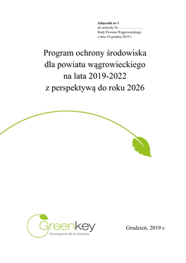 Program Ochrony Środowiska Dla Powiatu Wągrowieckiego Na Lata 2019-2022 Z Perspektywą Do Roku 2026