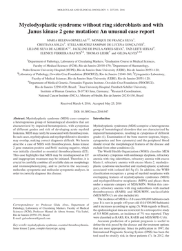 Myelodysplastic Syndrome Without Ring Sideroblasts and with Janus Kinase 2 Gene Mutation: an Unusual Case Report