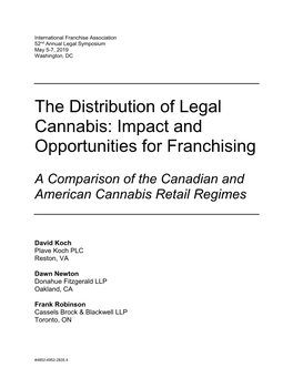 The Distribution of Legal Cannabis: Impact and Opportunities for Franchising