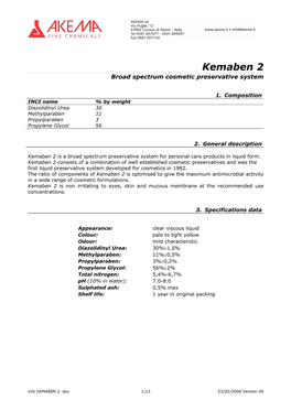 Kemaben 2 Broad Spectrum Cosmetic Preservative System