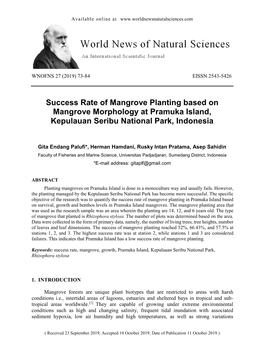 Success Rate of Mangrove Planting Based on Mangrove Morphology at Pramuka Island, Kepulauan Seribu National Park, Indonesia