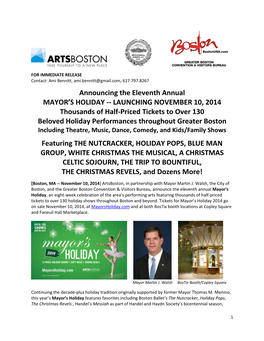 Announcing the Eleventh Annual MAYOR's HOLIDAY