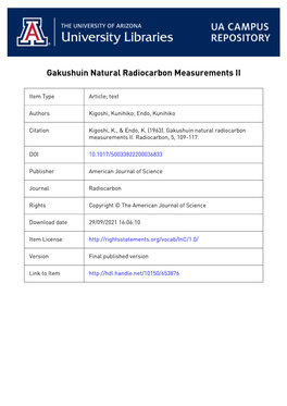 Gakushuin Natural Radiocarbon Measurements II