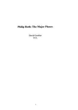 Philip Roth: the Major Phases