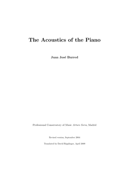 The Acoustics of the Piano