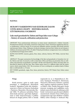 Murawy Nakredowe Nad Jeziorami Załom I Dypa Koło Człopy – Historia Badań, Użytkowania I Ochrony
