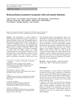 Brain Perfusion Asymmetry in Patients with Oral Somatic Delusions