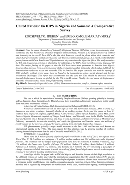 United Nations' on IDPS in Nigeria and Somalia: a Comparative Survey