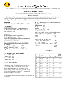 Avon Lake High School Guidance Department