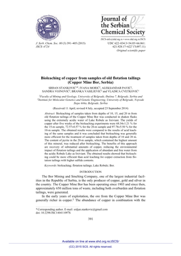 Bioleaching of Copper from Samples of Old Flotation Tailings