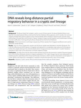 DNA Reveals Long-Distance Partial Migratory Behavior in a Cryptic Owl