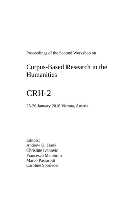Corpus-Based Research in the Humanities
