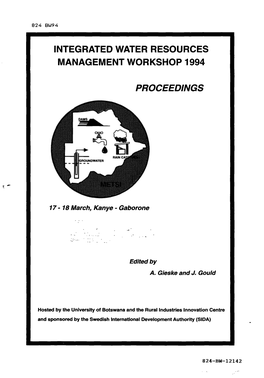 Integrated Water Resources Management Workshop 1994