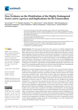 New Evidence on the Distribution of the Highly Endangered Natrix Natrix Cypriaca and Implications for Its Conservation