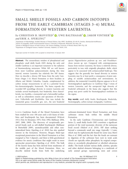 SMALL SHELLY FOSSILS and CARBON ISOTOPES from the EARLY CAMBRIAN (STAGES 3–4) MURAL FORMATION of WESTERN LAURENTIA by CHRISTIAN B